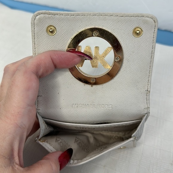 MICHAEL KORS FULTON GENUINE LEATHER+GOLD TONE CARD CASE WALLET - Picture 6 of 9